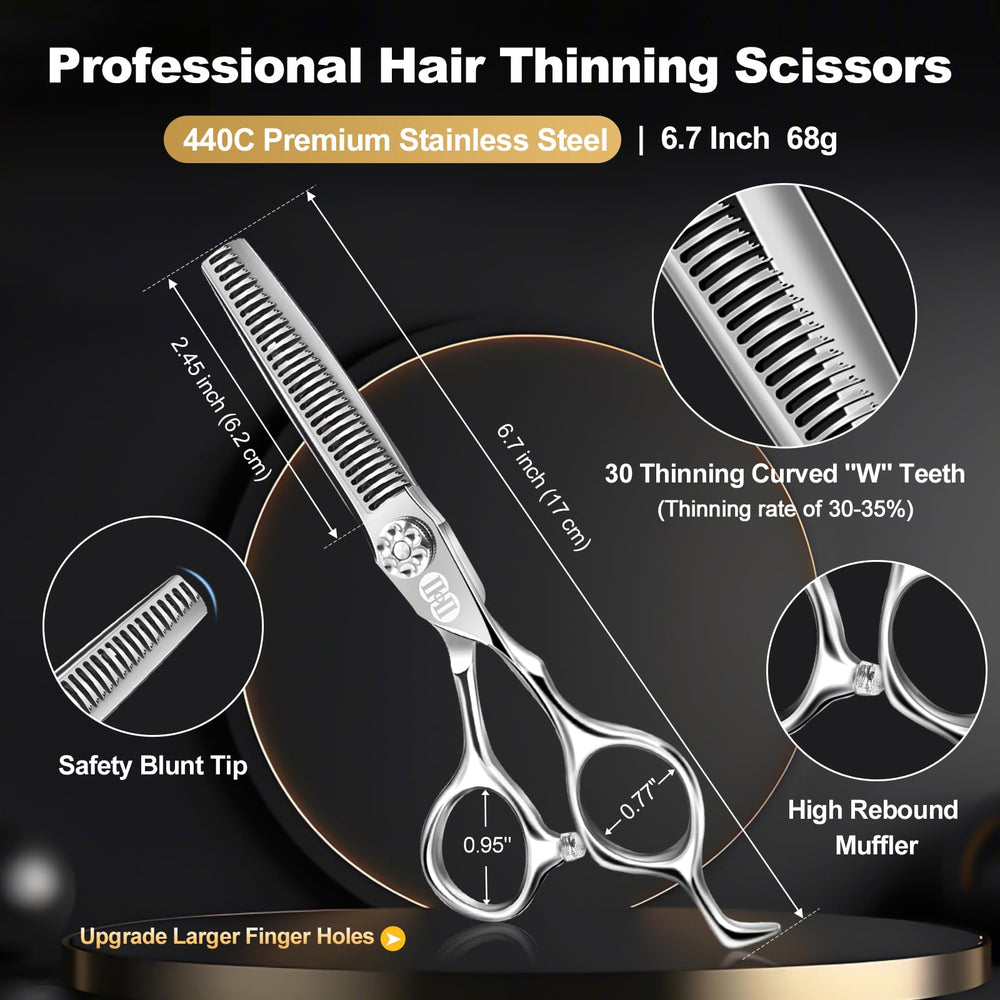 CIICII thinning shears W teeth detail showing smooth, snag-free texturizing