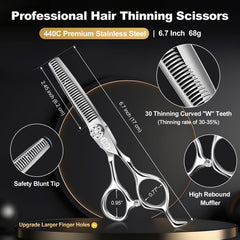 CIICII thinning shears W teeth detail showing smooth, snag-free texturizing