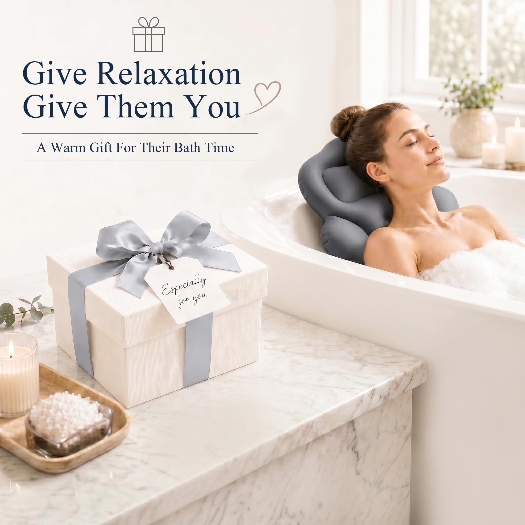 Ciieyuo dark gray pillow styled in bathroom for spa-like atmosphere