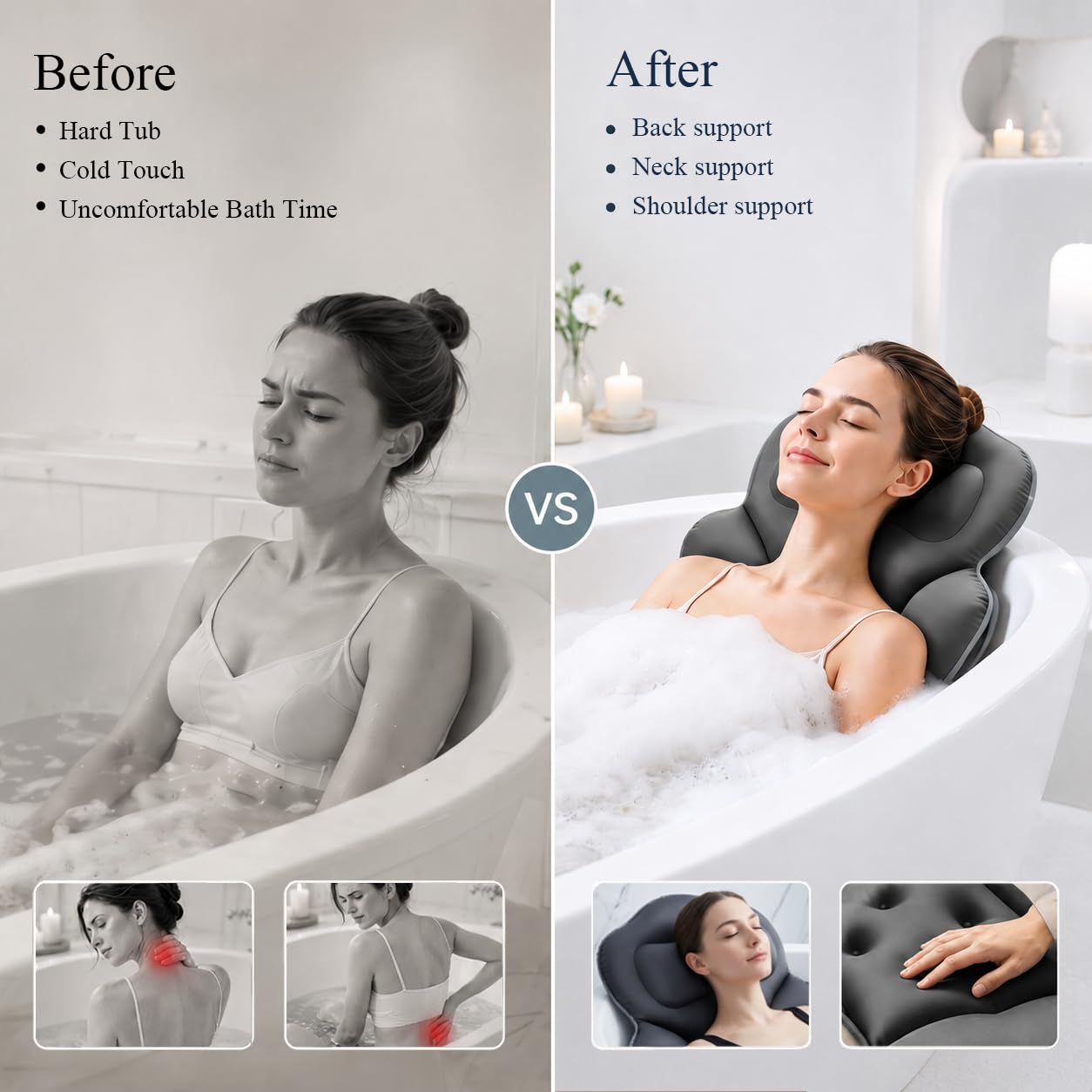 Ciieyuo in use providing full-body support for longer relaxing baths
