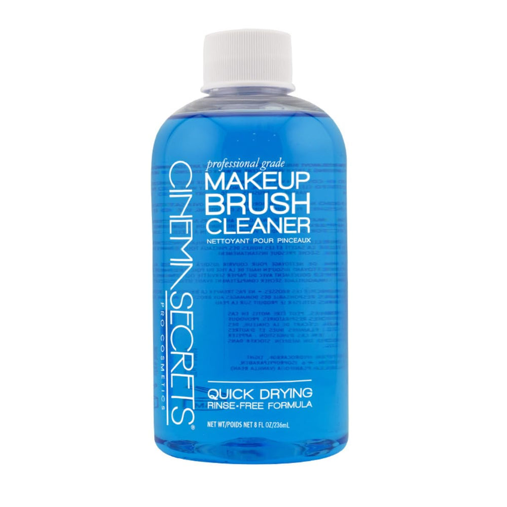 Cinema Secrets bottle front view showing product and quick-clean benefit