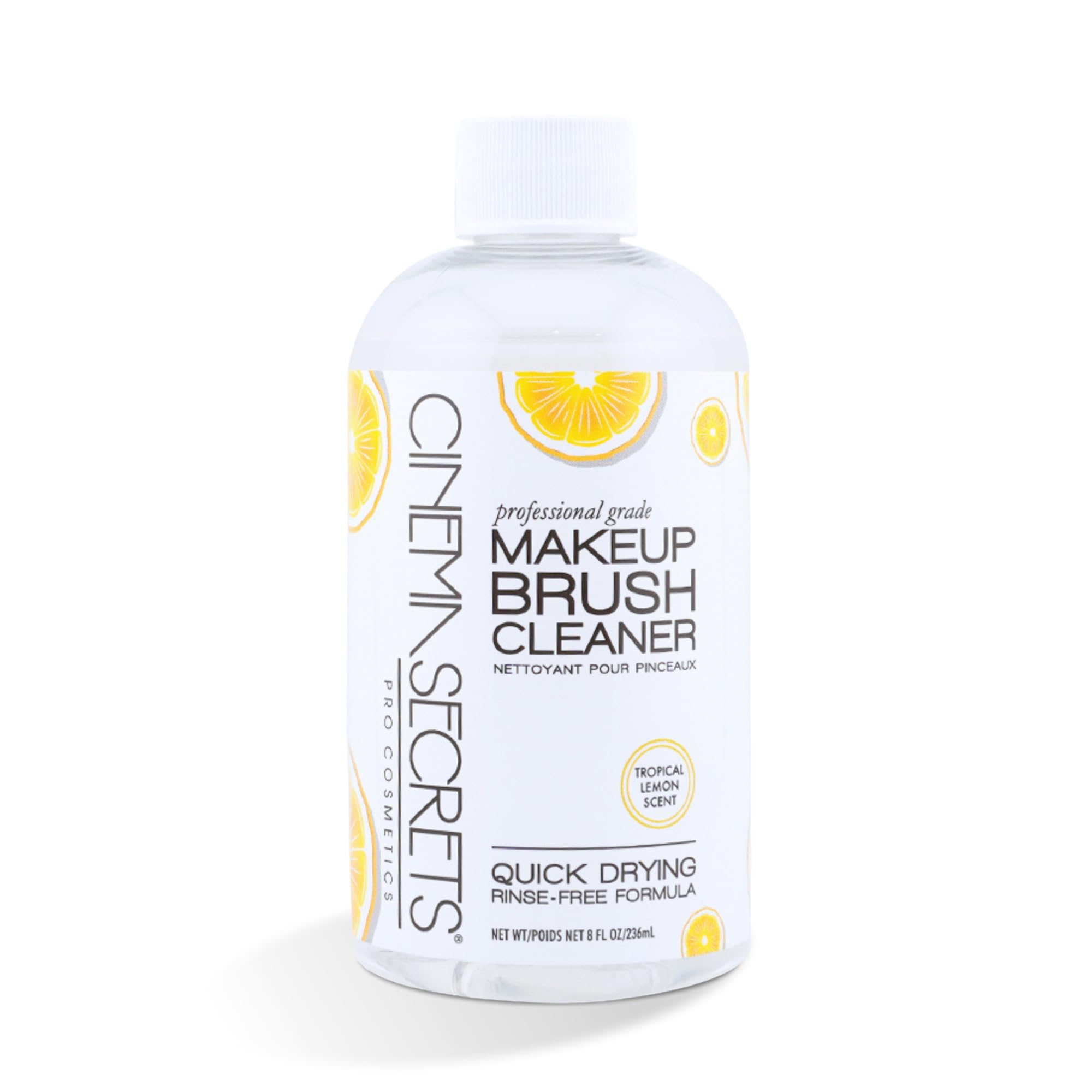 Cinema Secrets front packaging showing lemon bottle and label benefits