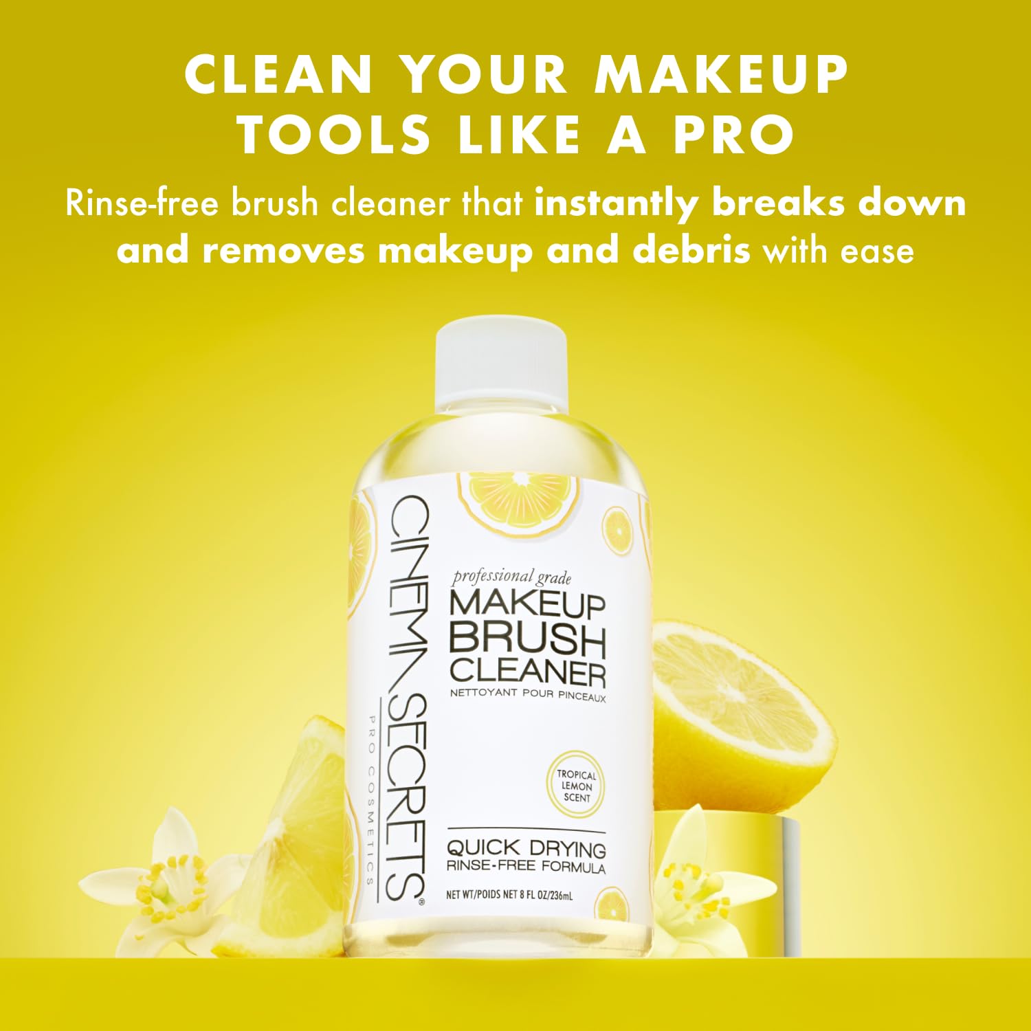 Cinema Secrets bottle pouring cleanser into tin for quick dips