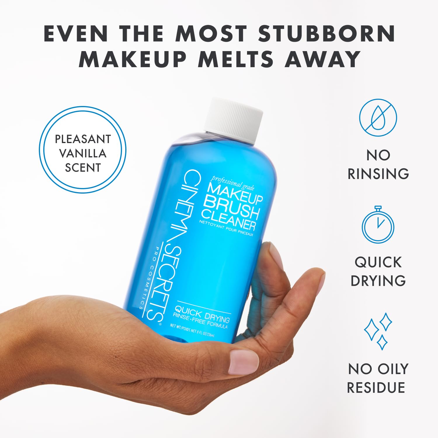 CINEMA SECRETS blue solution texture poured illustrating gentle dissolving benefit