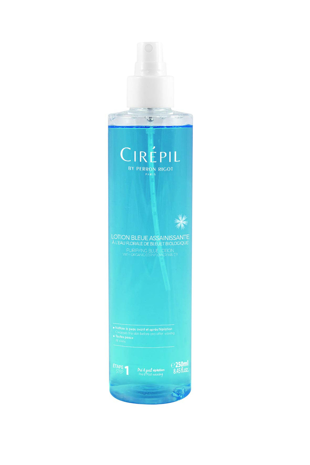 Cirepil Blue Lotion front packaging showing pump and 250ml bottle benefit hygienic dispensing