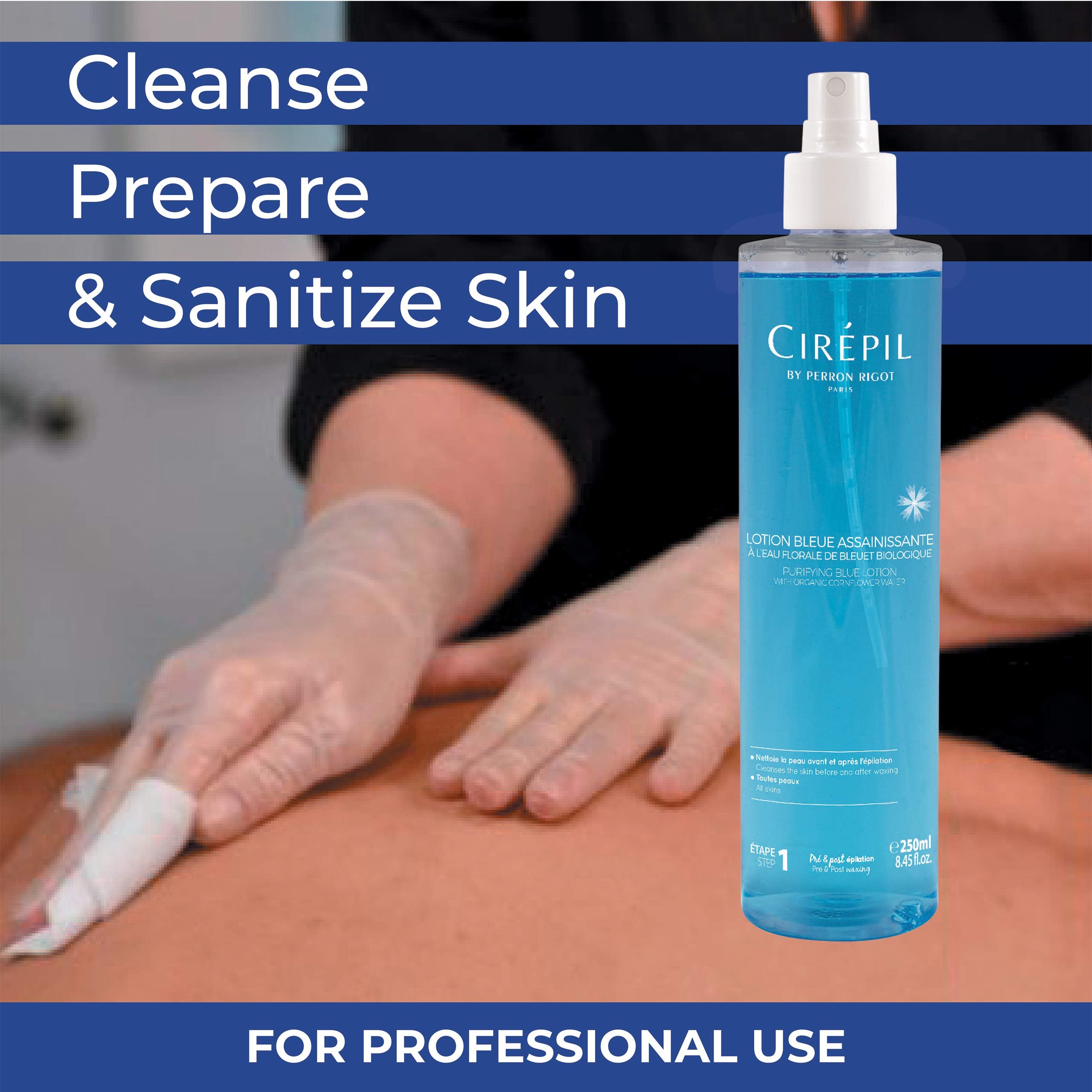 Cirepil Blue Lotion label close up showing ingredients like cornflower water and Dragon's Blood