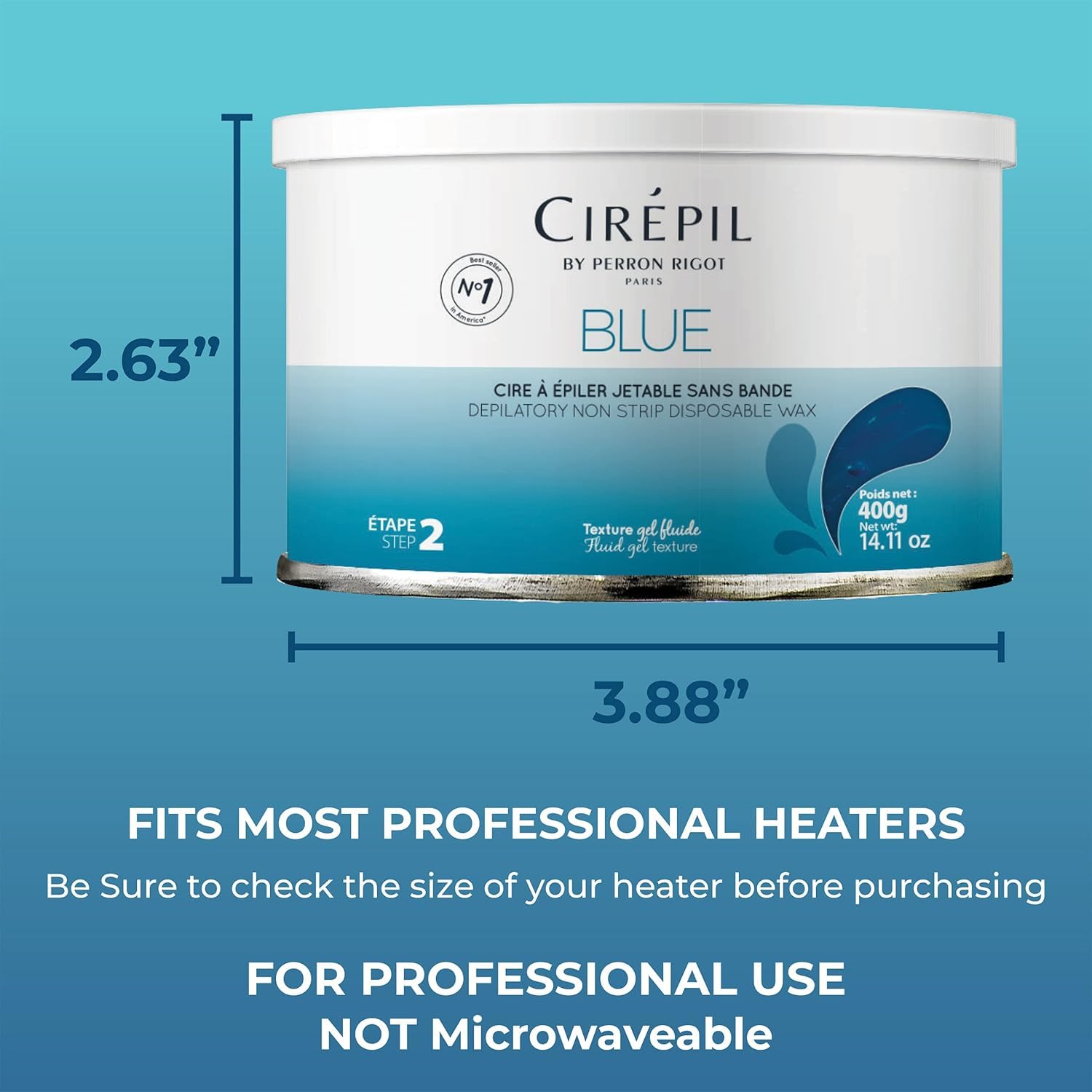 Cirepil 400g tin beside ruler showing compact salon-friendly size