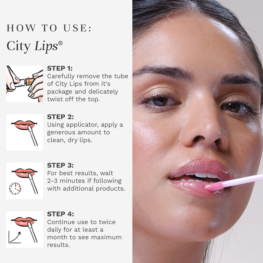 City Beauty lifestyle image of person wearing City Lips for bright daytime makeup