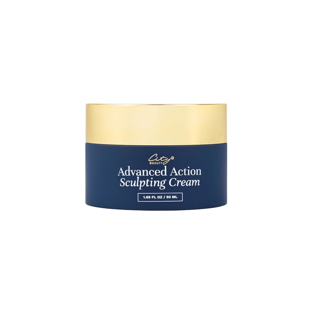 City Beauty front packaging showing sculpting cream jar with clean benefit