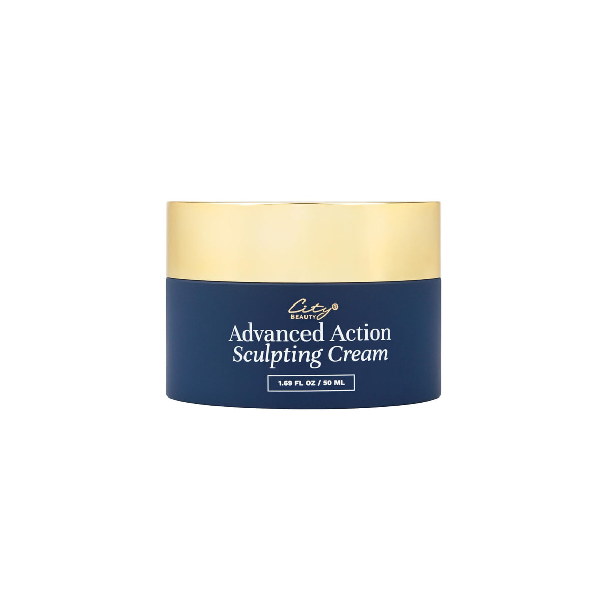 City Beauty front packaging showing sculpting cream jar with clean benefit