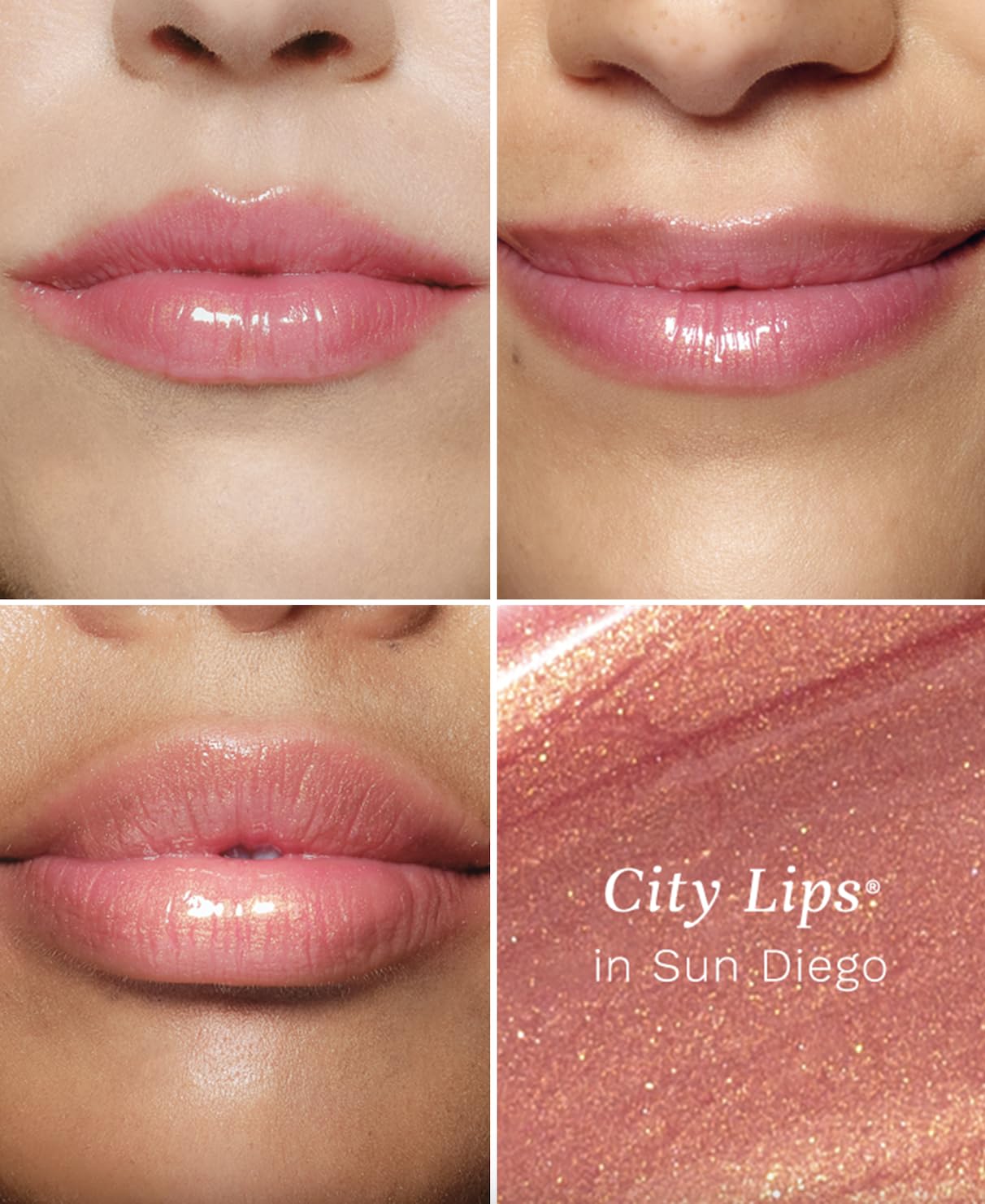 City Beauty close-up of gloss texture highlighting hyaluronic spheres for hydration