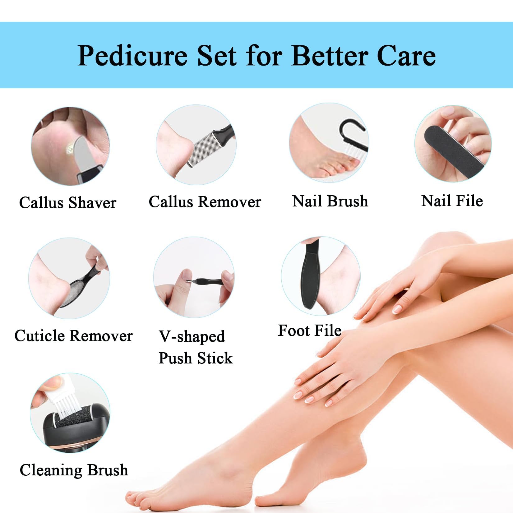 CIVYPRO full kit accessories laid out, complete pedicure convenience benefit