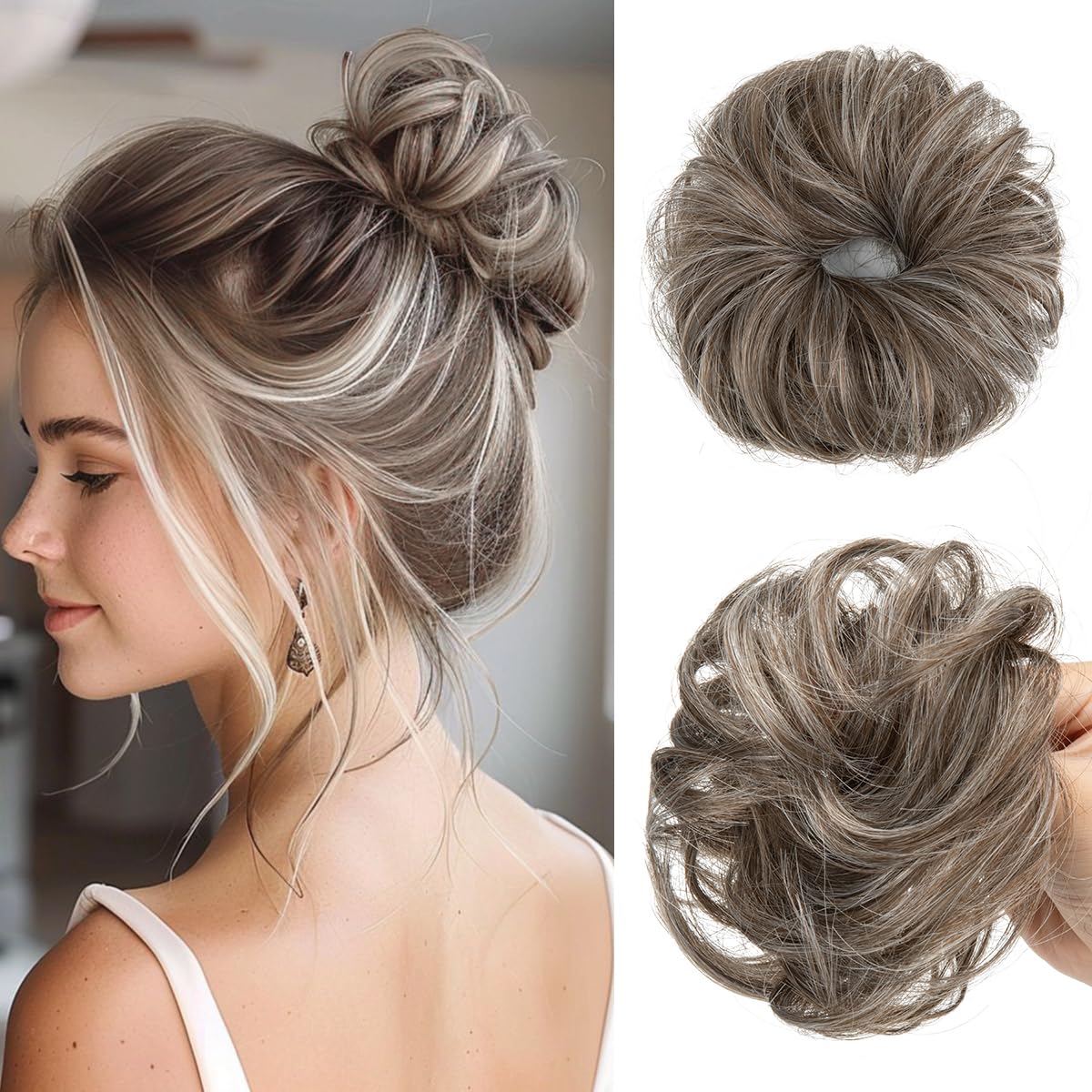 CJL HAIR front packaging showing middle grey mini bun for instant volume