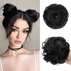 CJL HAIR front view of packaged two-piece bun set, easy-to-use