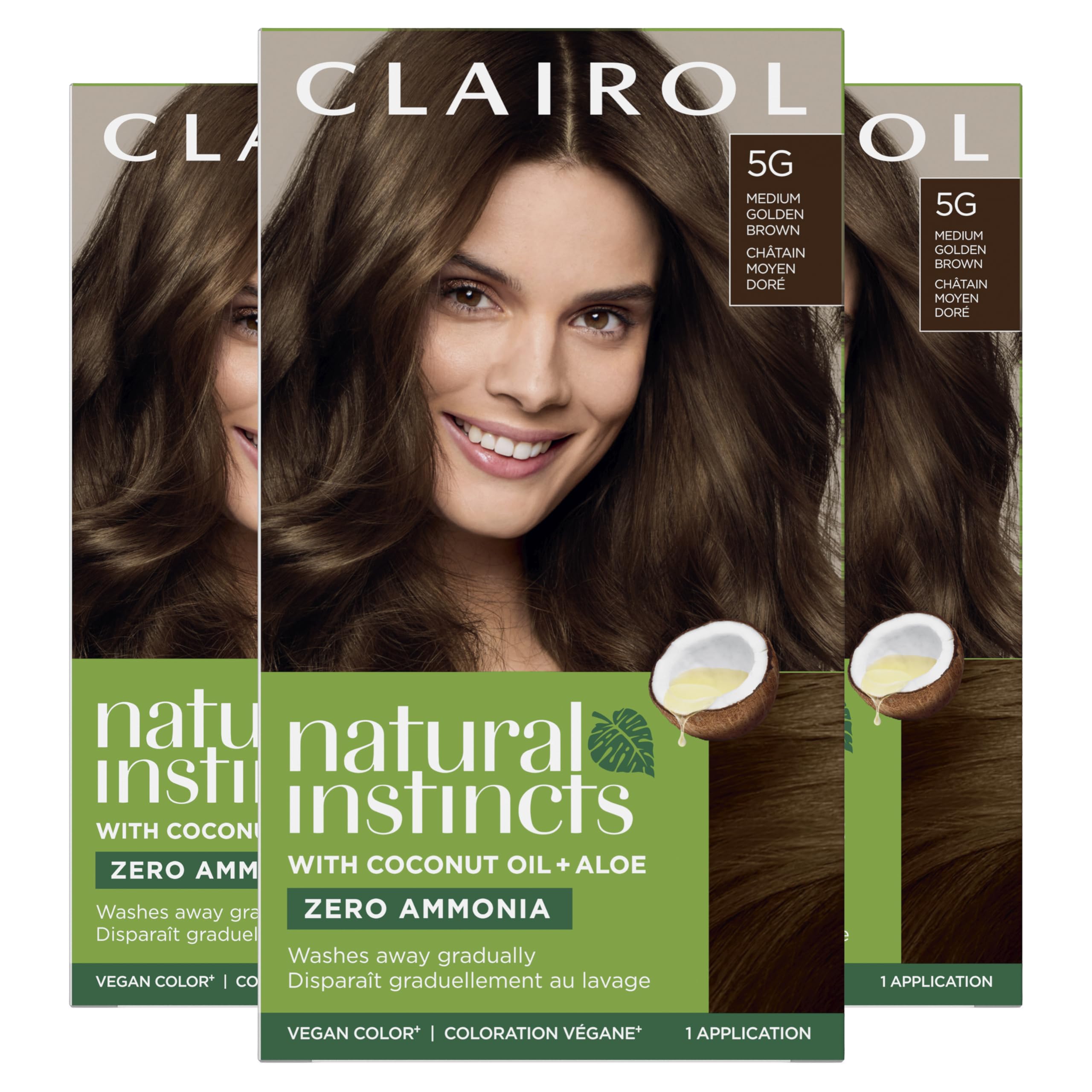 Clairol front package showing 5G medium golden brown for easy shade choice