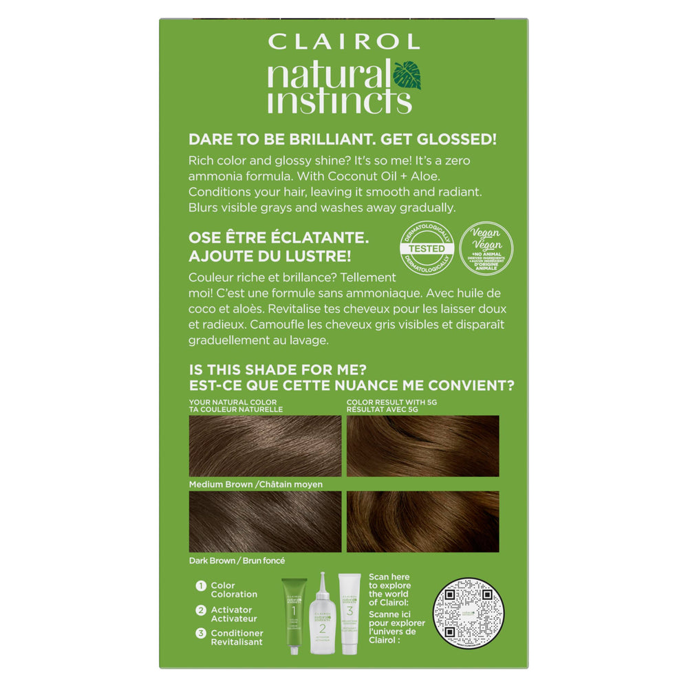 Clairol open kit with cream, activator, gloves illustrating complete at-home set