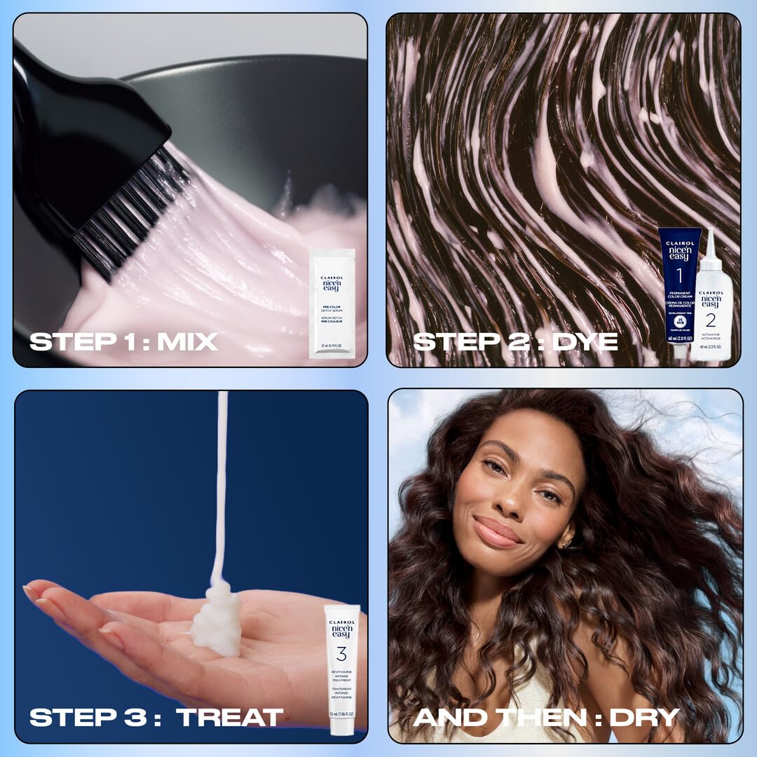 Back label on Clairol kit showing step-by-step directions for safe use