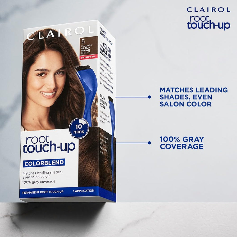 Clairol before and after comparison showing blended, natural roots