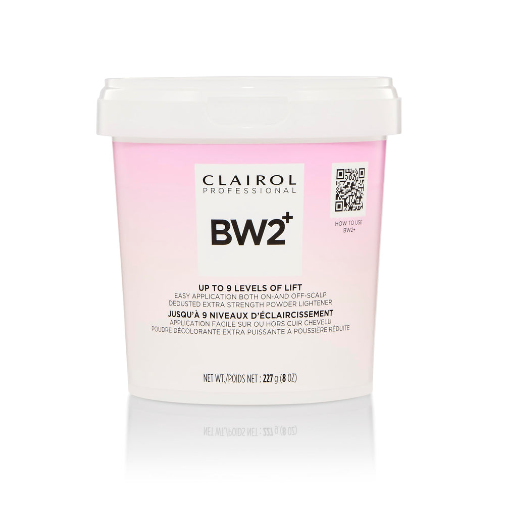 Clairol Professional BW2+ front packaging showing product identity and strength.