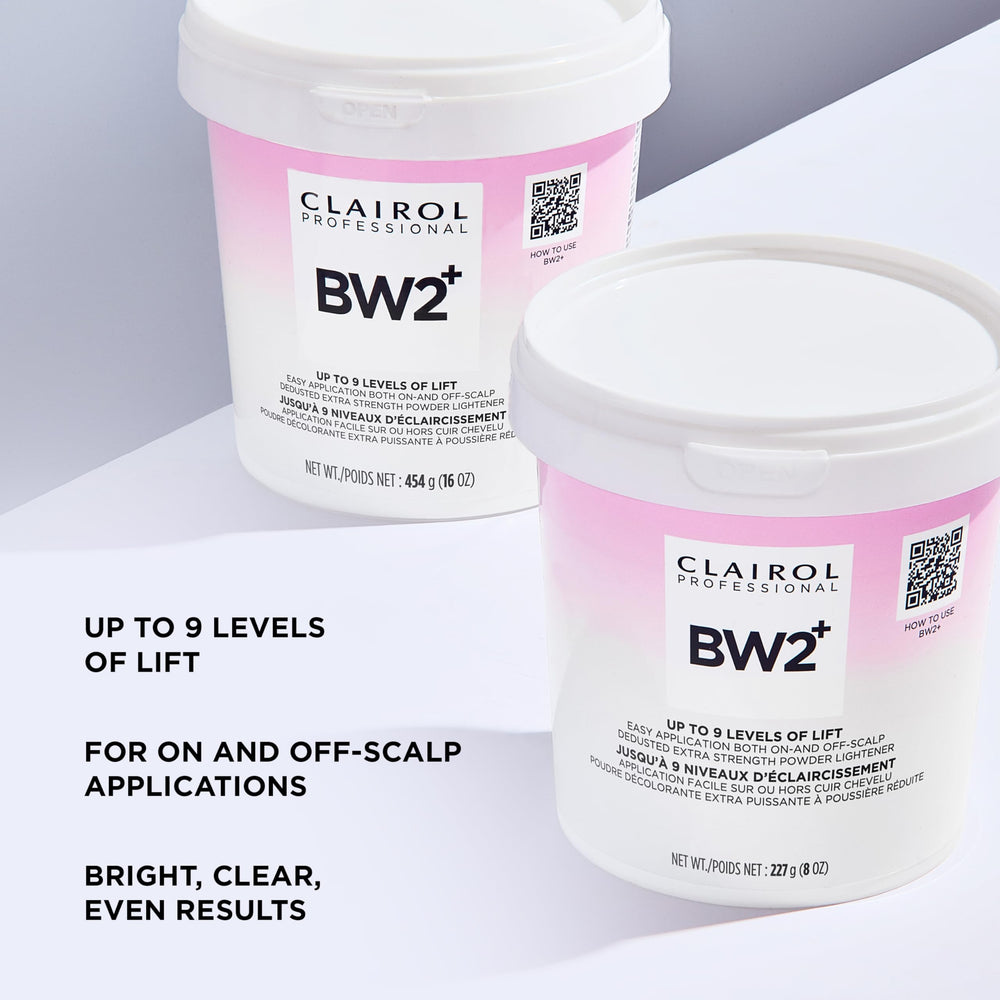 Clairol Professional BW2+ mixed into a creamy consistency for controlled application.