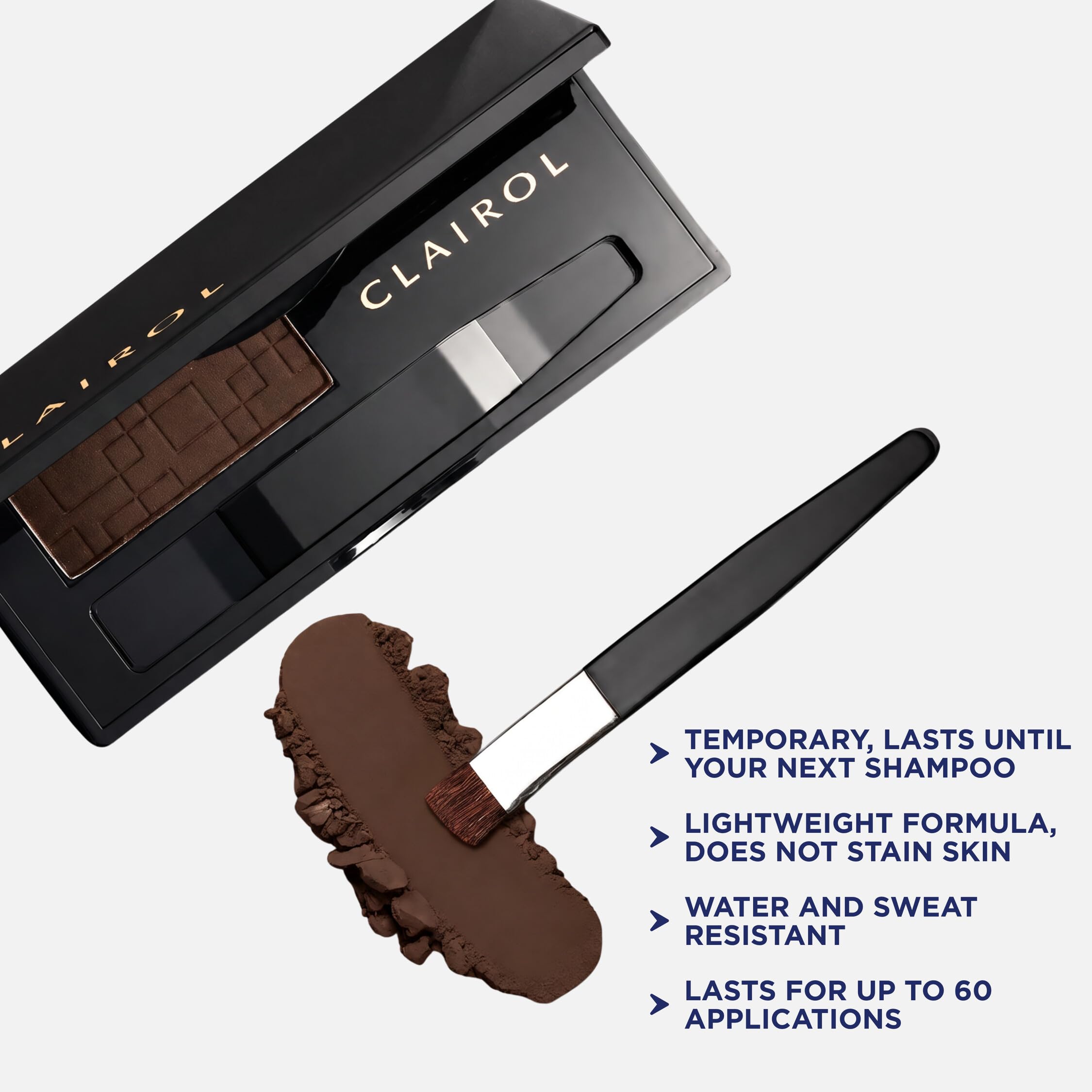 Clairol brush applying powder to hairline for discreet coverage