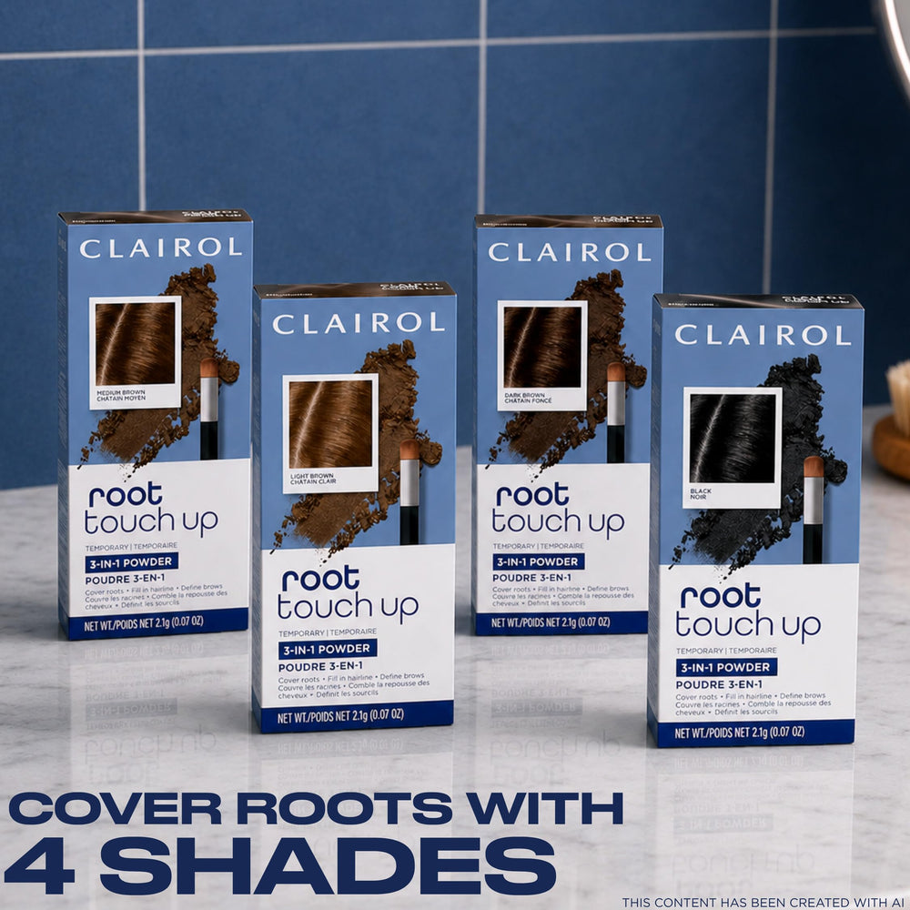 Clairol three compacts displayed for extended at-home or travel use
