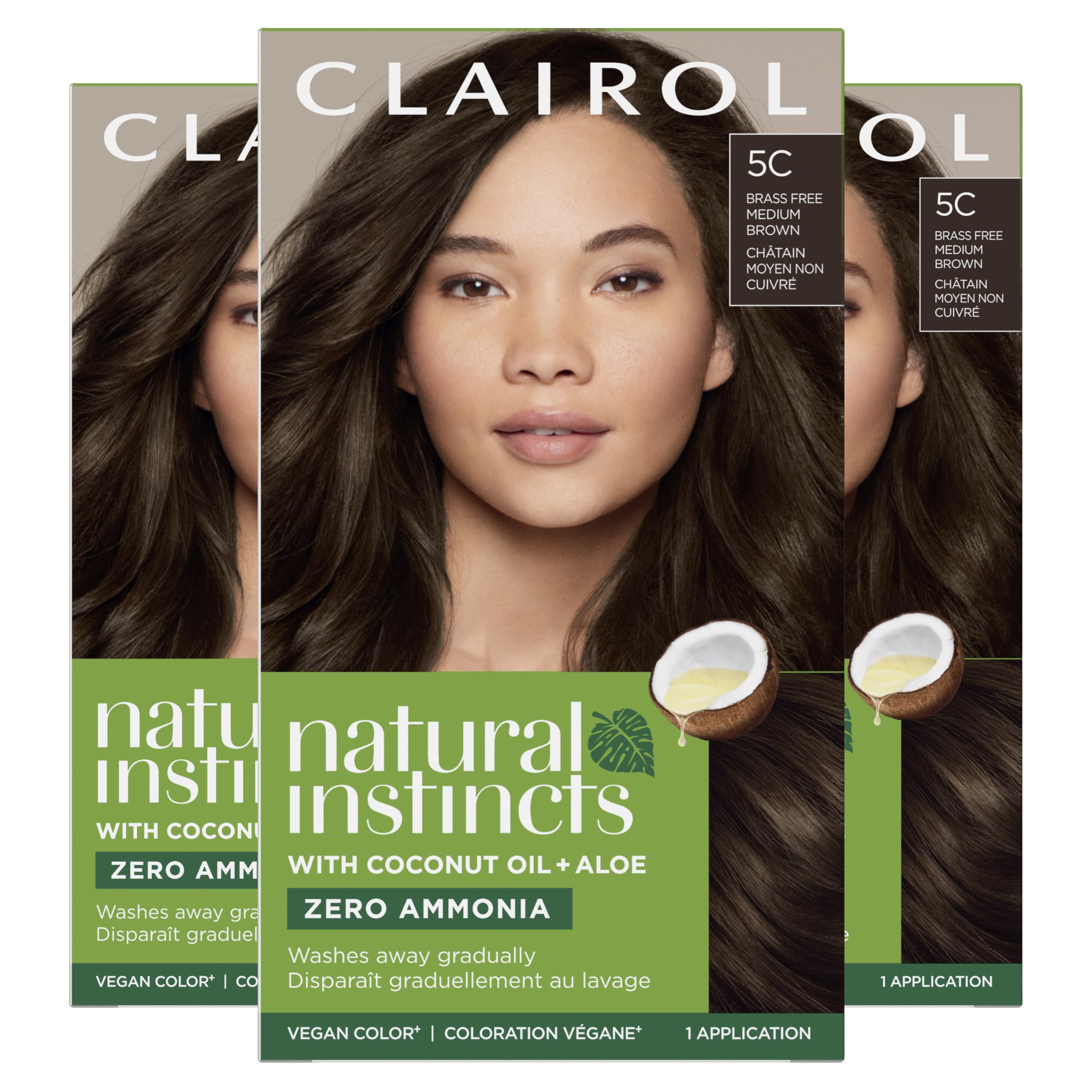 Clairol Natural Instincts front packaging showing shade 5C and benefits