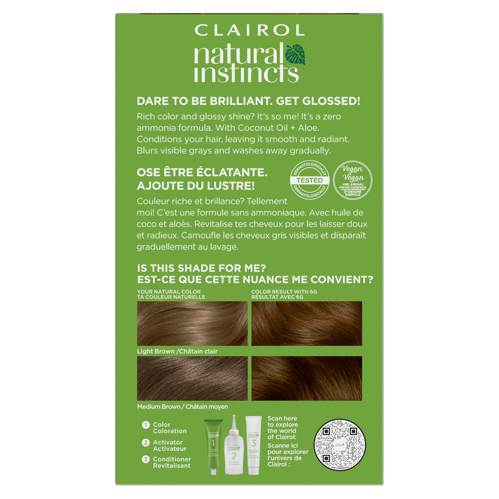 Clairol Natural Instincts open box displaying all included kit contents