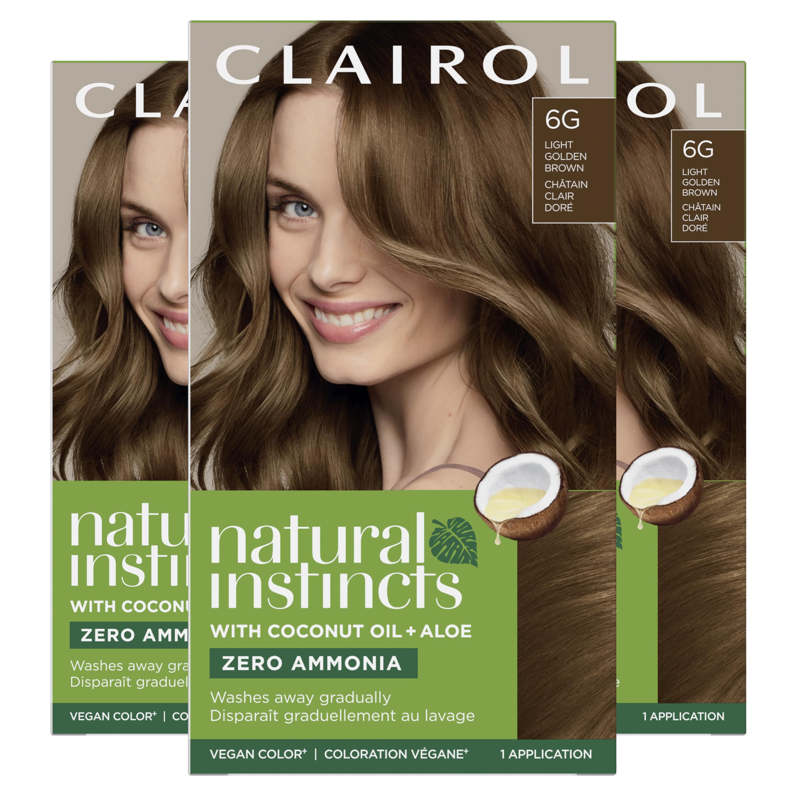 Clairol Natural Instincts front packaging showing kit and shade benefits