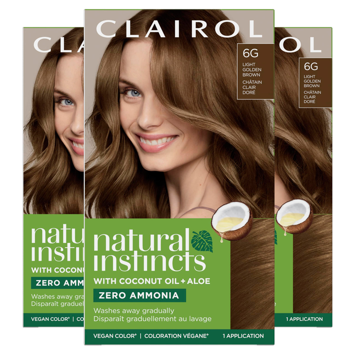Clairol Natural Instincts front packaging showing kit and shade benefits