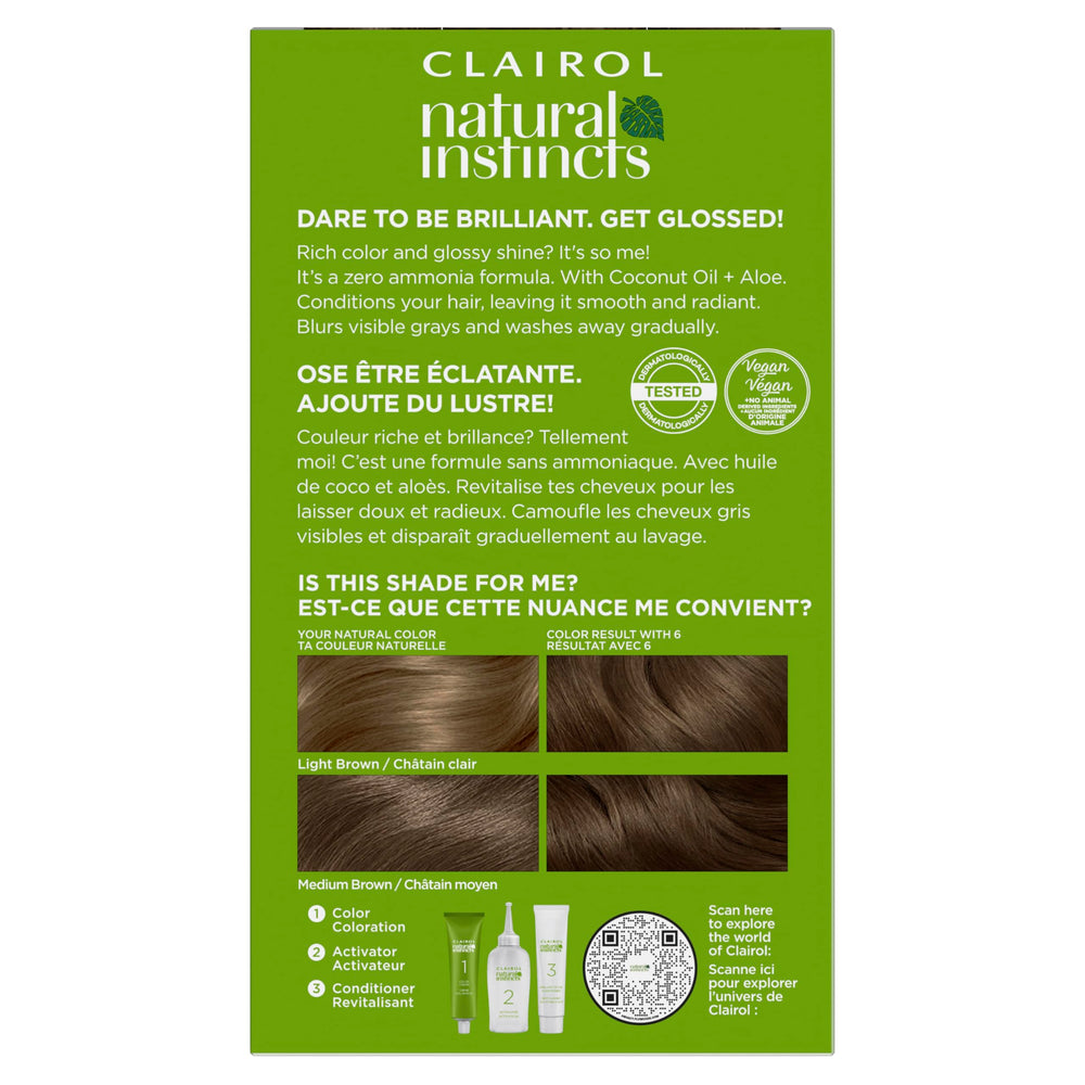 Clairol Natural Instincts kit contents displayed for easy at-home use