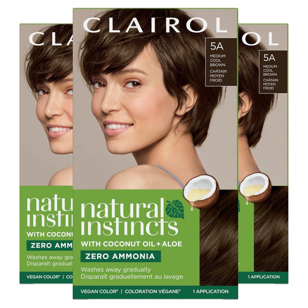 Clairol Natural Instincts front box shows shade 5A and benefits