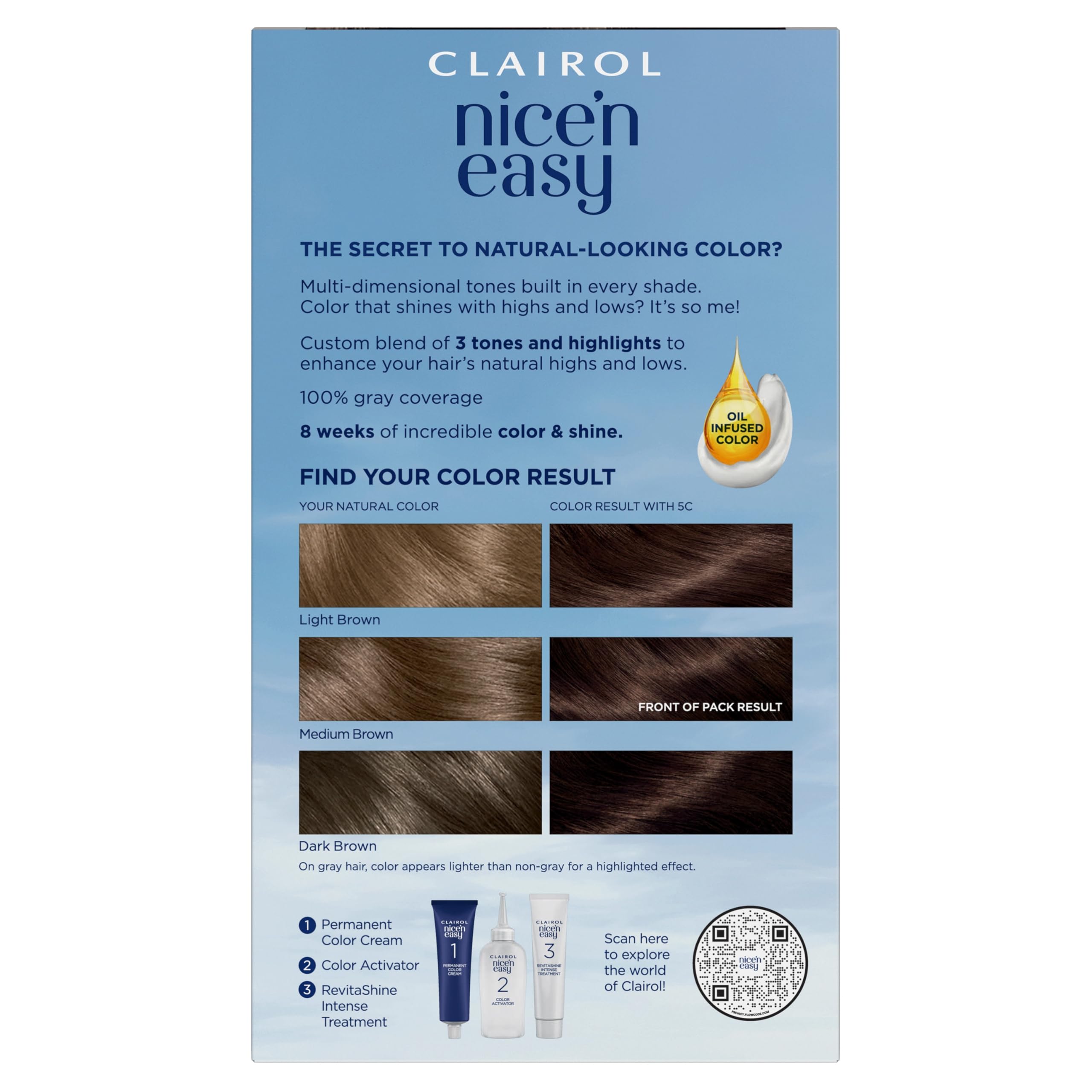 Clairol Nice'n Easy open kit contents showing applicator and gloves