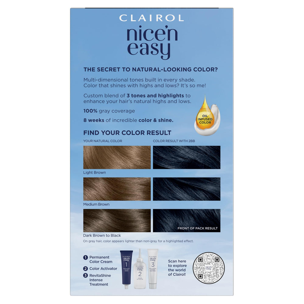 Clairol Nice'n Easy back panel with clear instructions and fast results