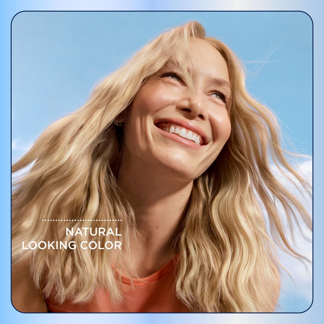 Clairol Nice'n Easy on model showing light ash blonde, realistic result