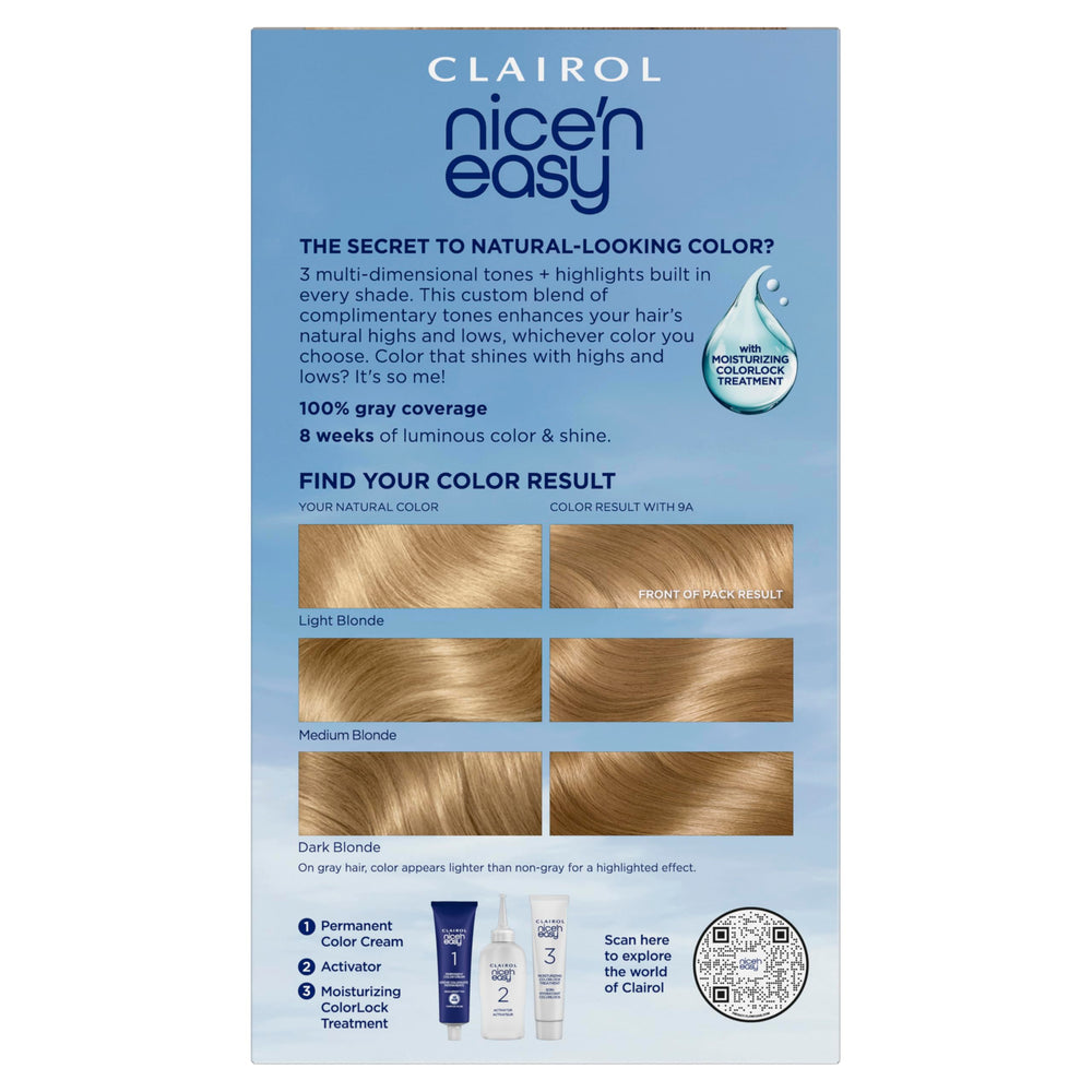 Clairol Nice'n Easy opened kit with contents displayed for easy prep