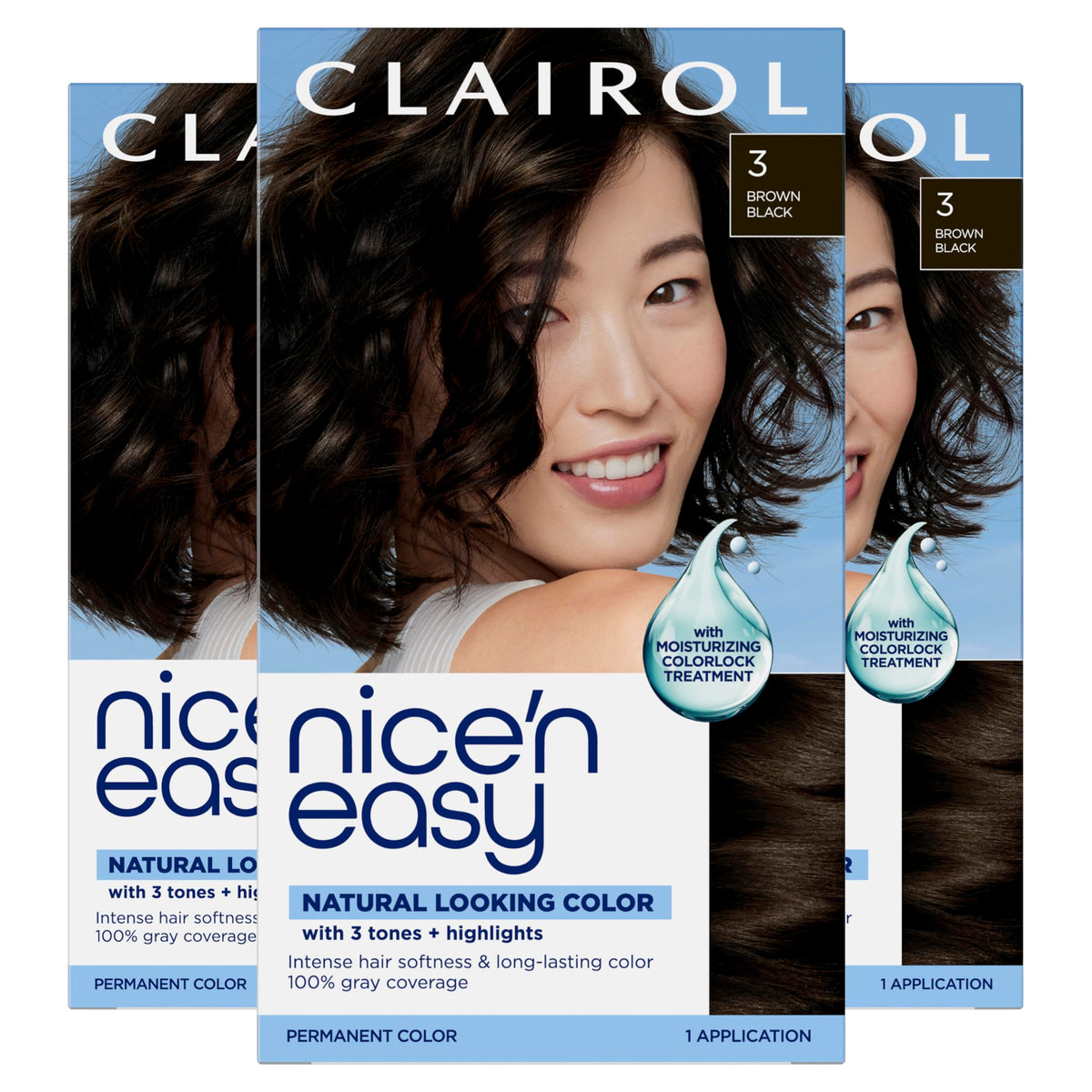 Clairol Nice'n Easy front packaging showing shade and benefits