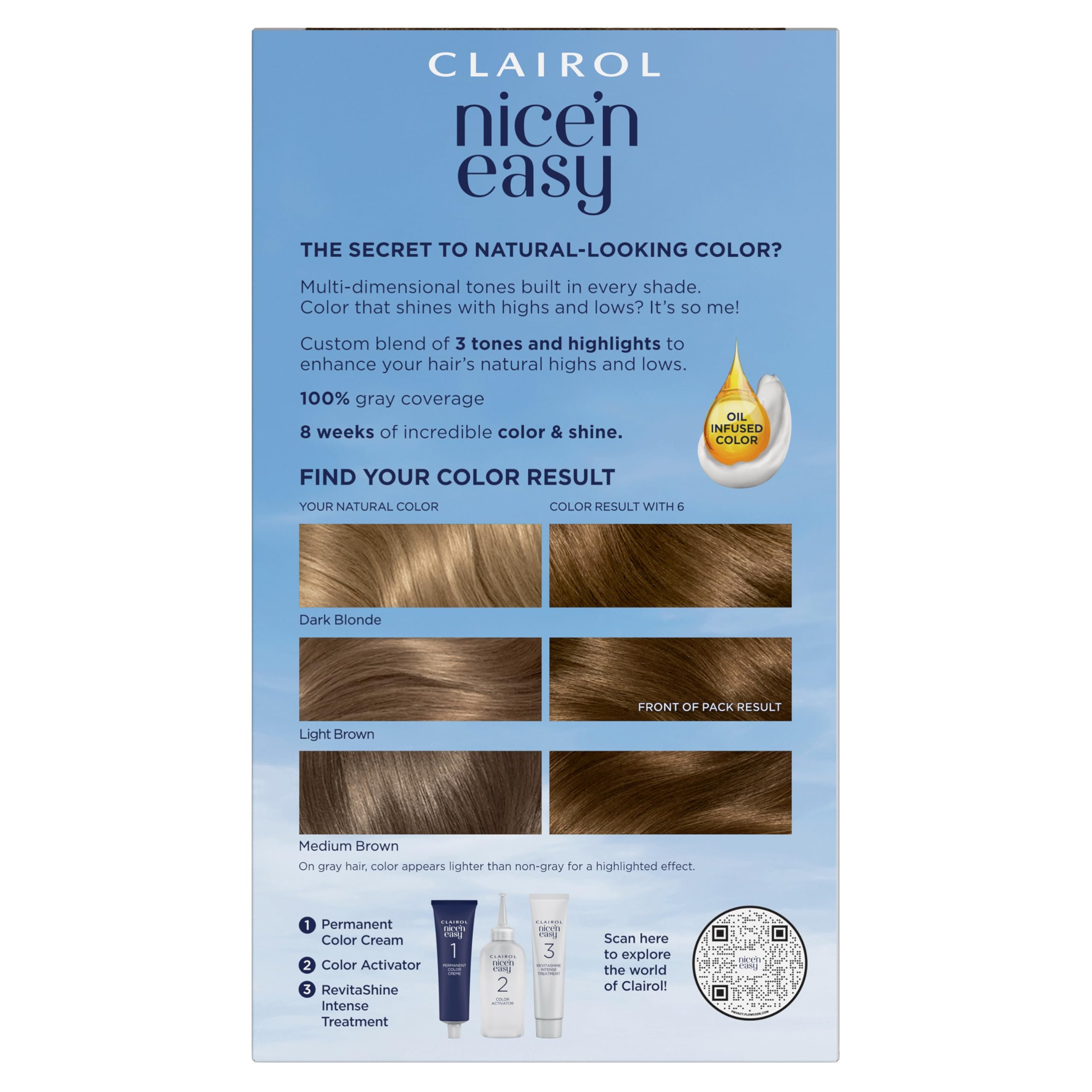 Clairol Nice'n Easy back with clear instructions for easy at-home coloring