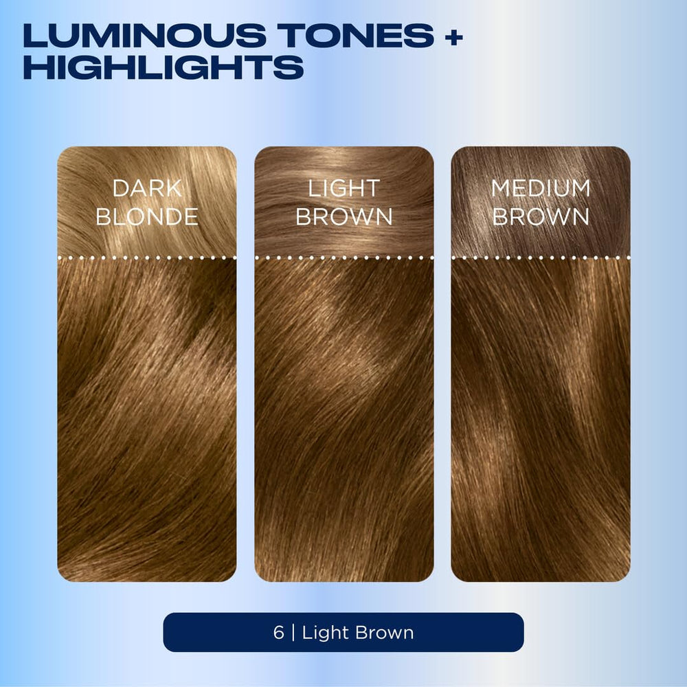 Side-by-side before and after showcasing Clairol improved color and coverage
