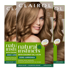 Clairol 7 Dark Blonde pack front showing kit components and benefits