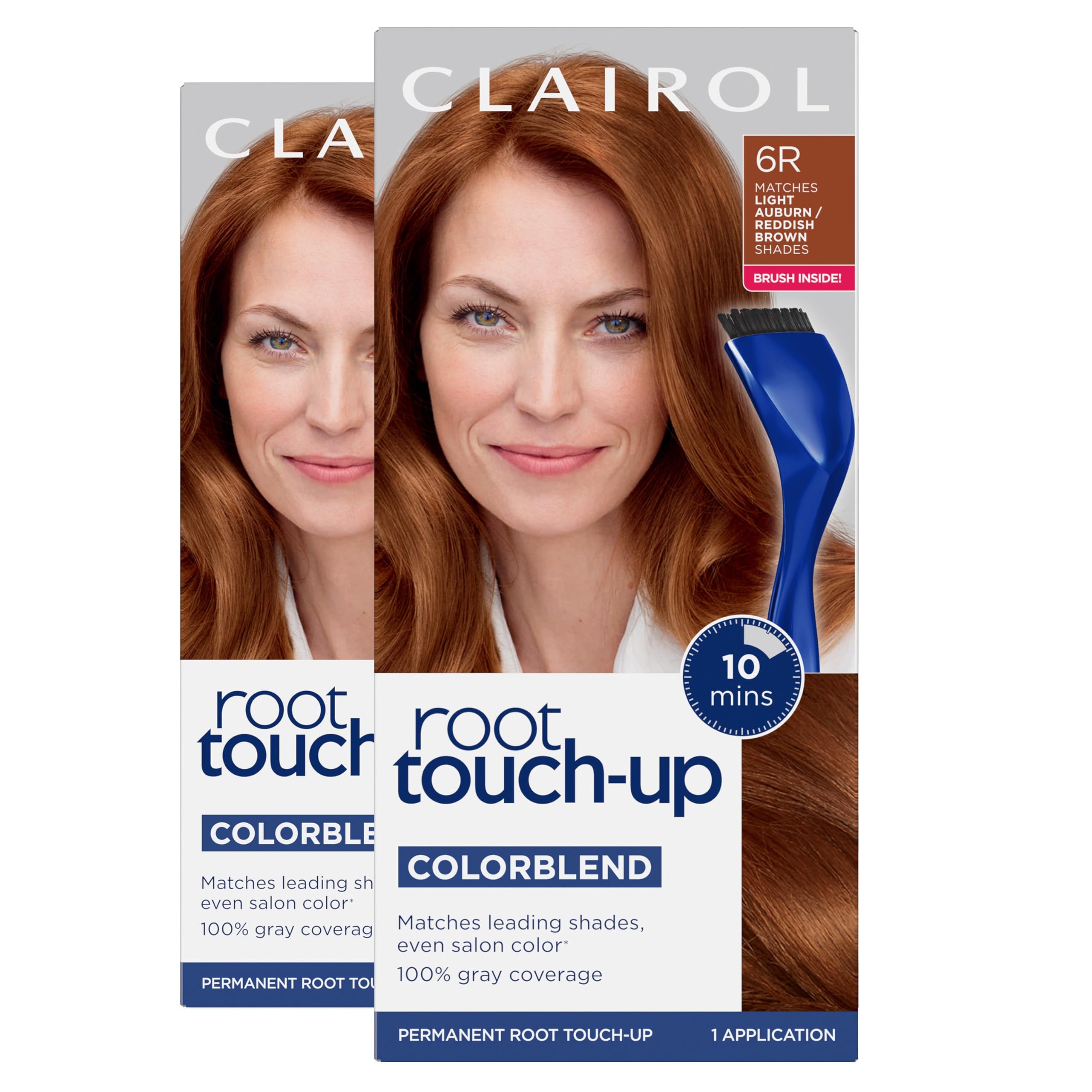 Clairol product box showing 6R light auburn, clear product info and benefit