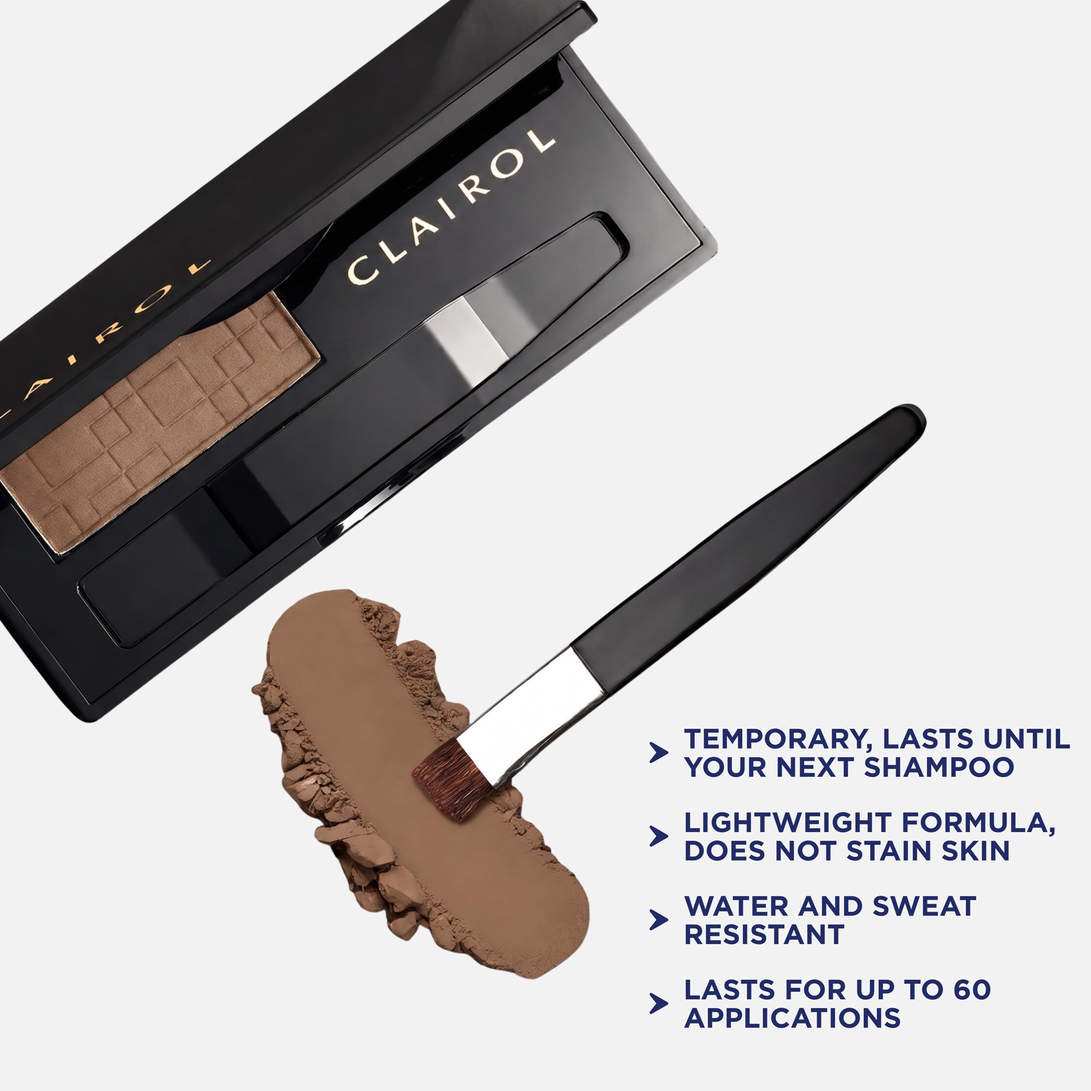 Clairol swatch on a hair strand showing blend with light brown hair