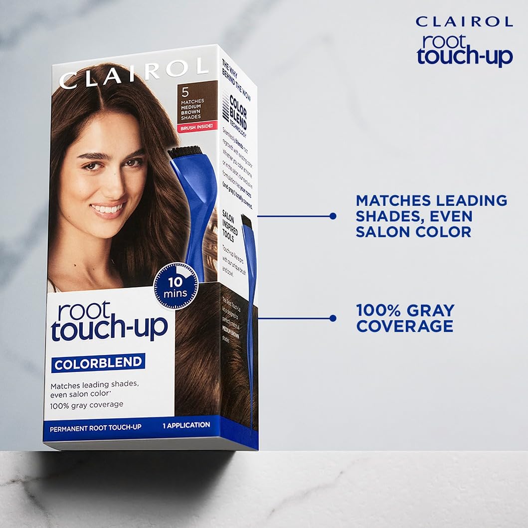 Clairol product next to ruler showing compact kit size and convenience