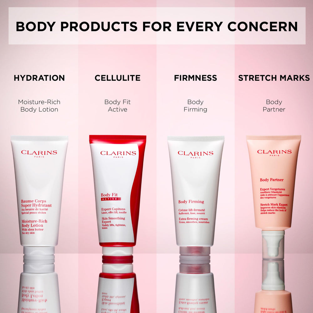 CLARINS product staged in bathroom lifestyle setting suggesting daily routine