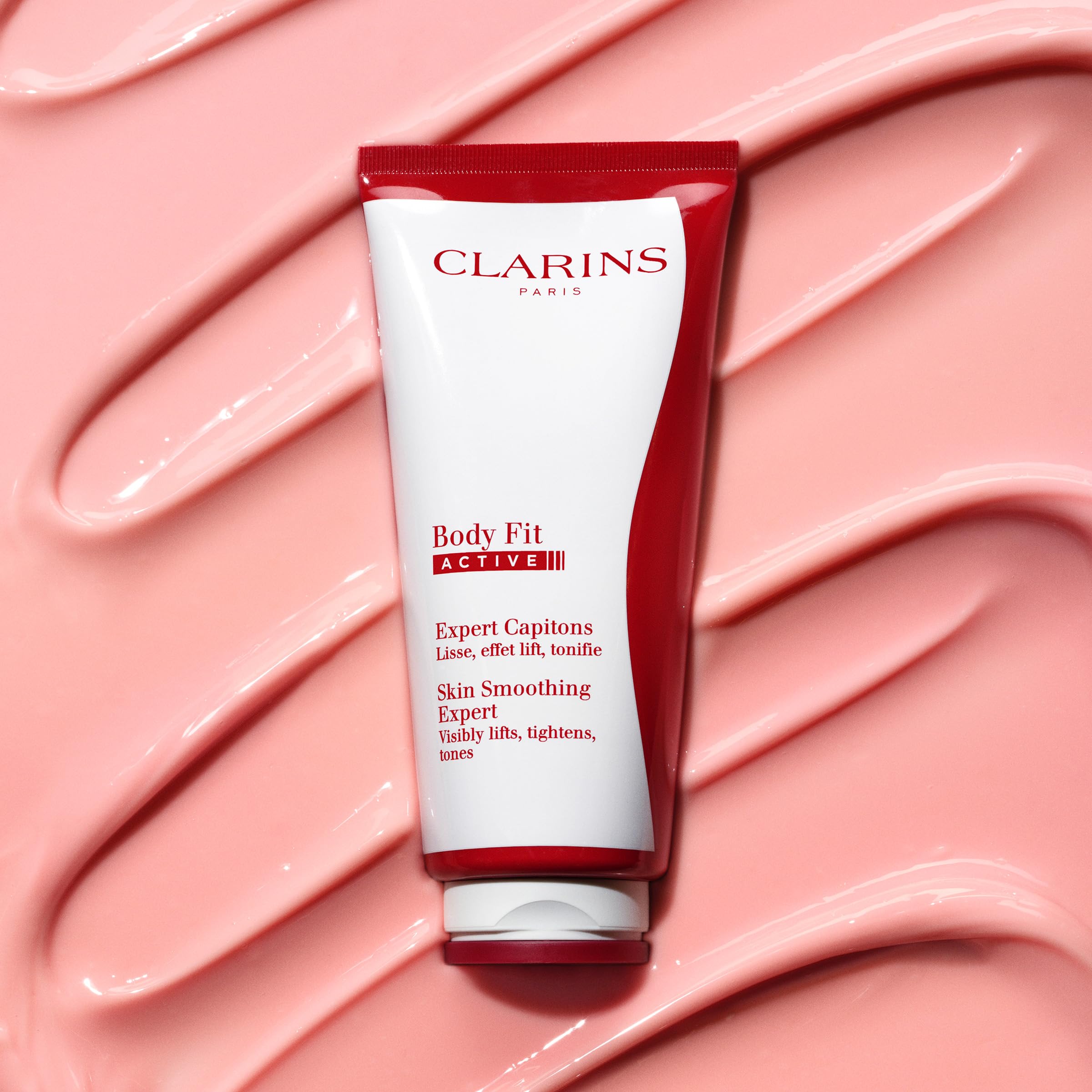 CLARINS product on thigh area illustrating targeted contouring application