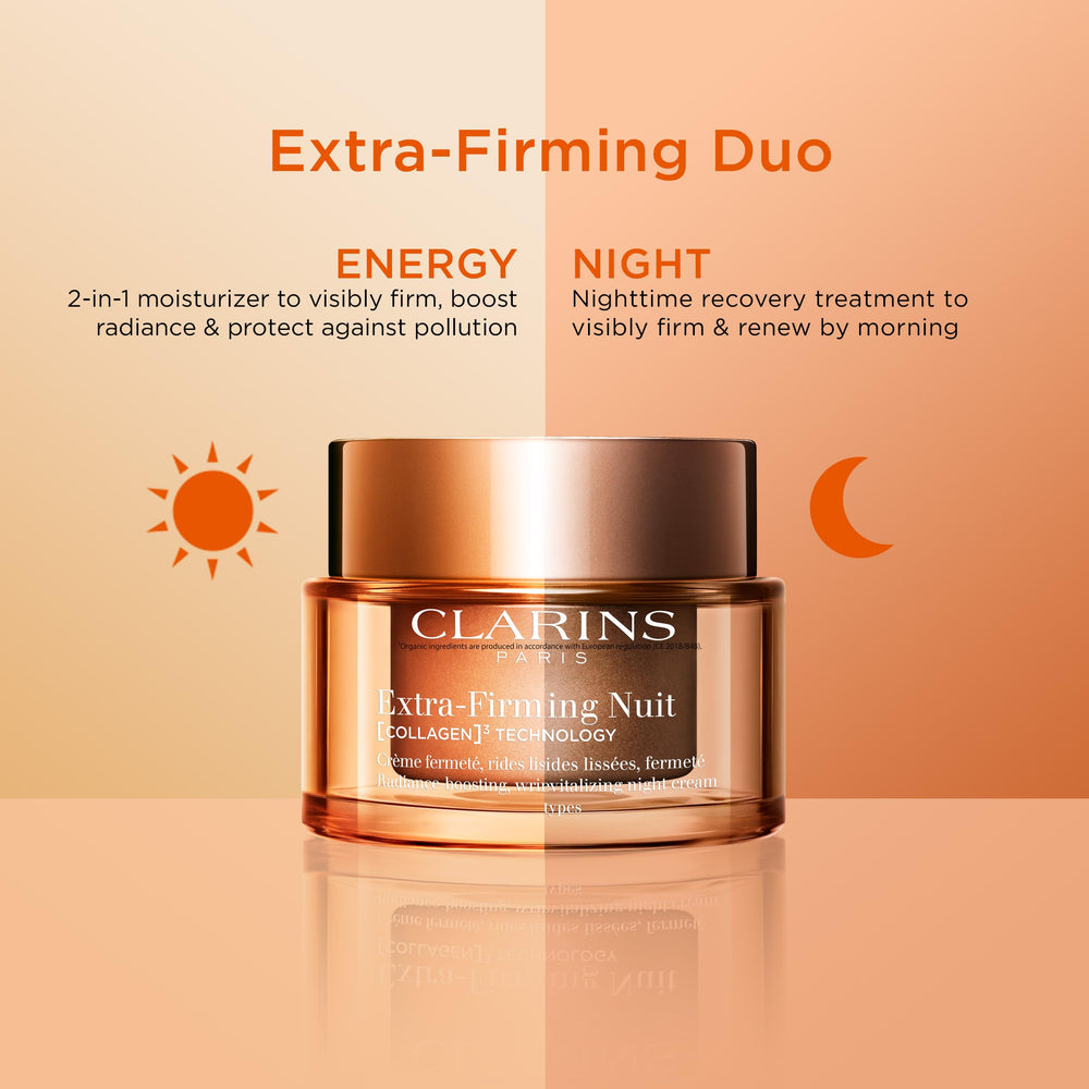 CLARINS packaging label close-up displaying product name and usage benefit