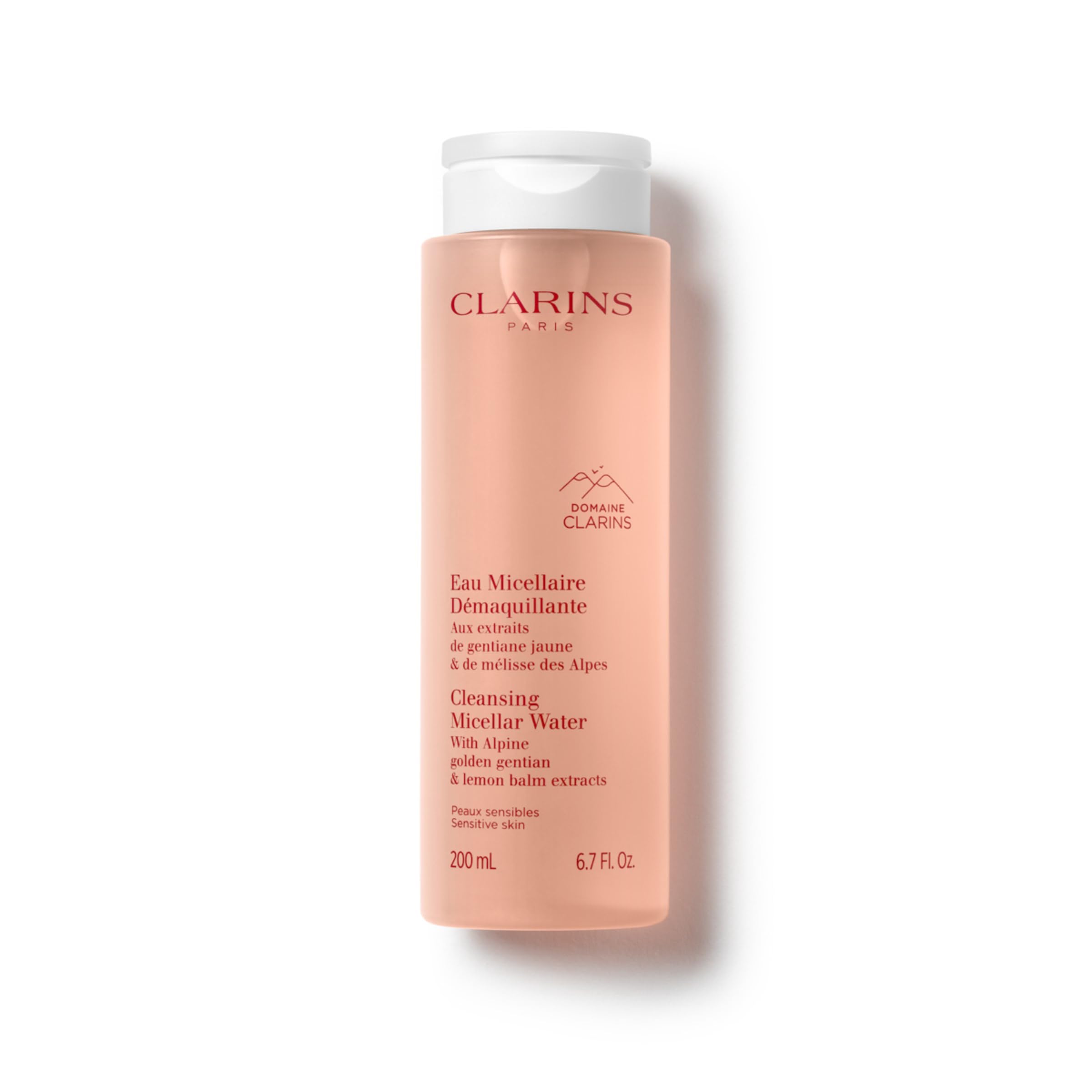 Clarins bottle front view showing label and quick cleansing benefit