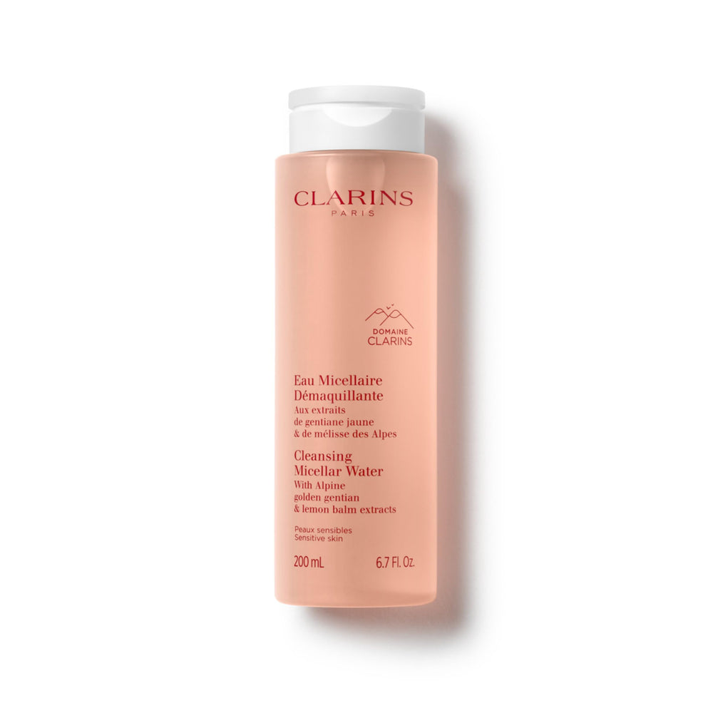 Clarins bottle front view showing label and quick cleansing benefit