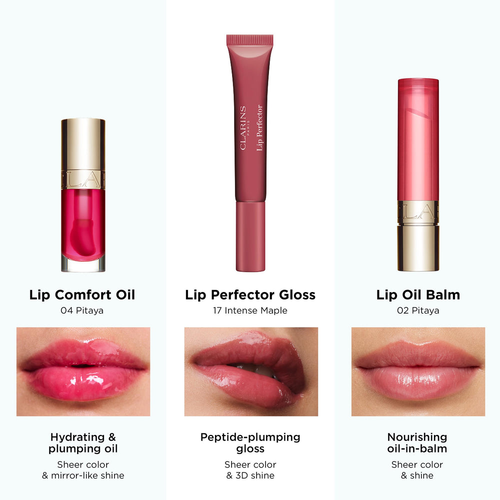 Clarins lip perfector displayed on vanity in lifestyle scene for everyday beauty boost benefit