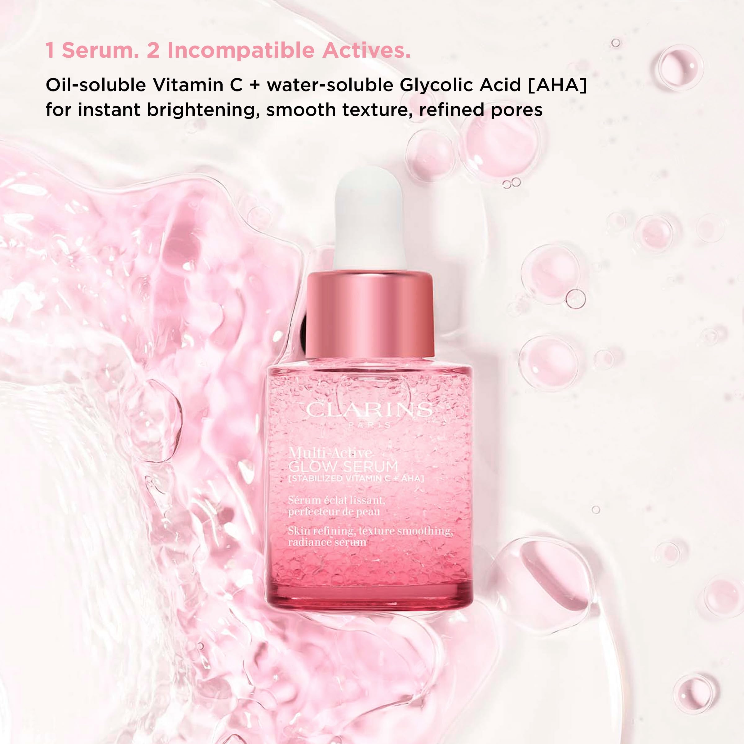 Clarins ingredient visual emphasizing stabilized Vitamin C for brighter-looking skin